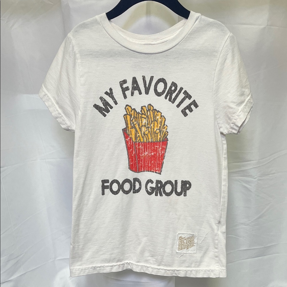 The Original Retro Brand Kids White Graphic Tee with Red Fries Design size 5